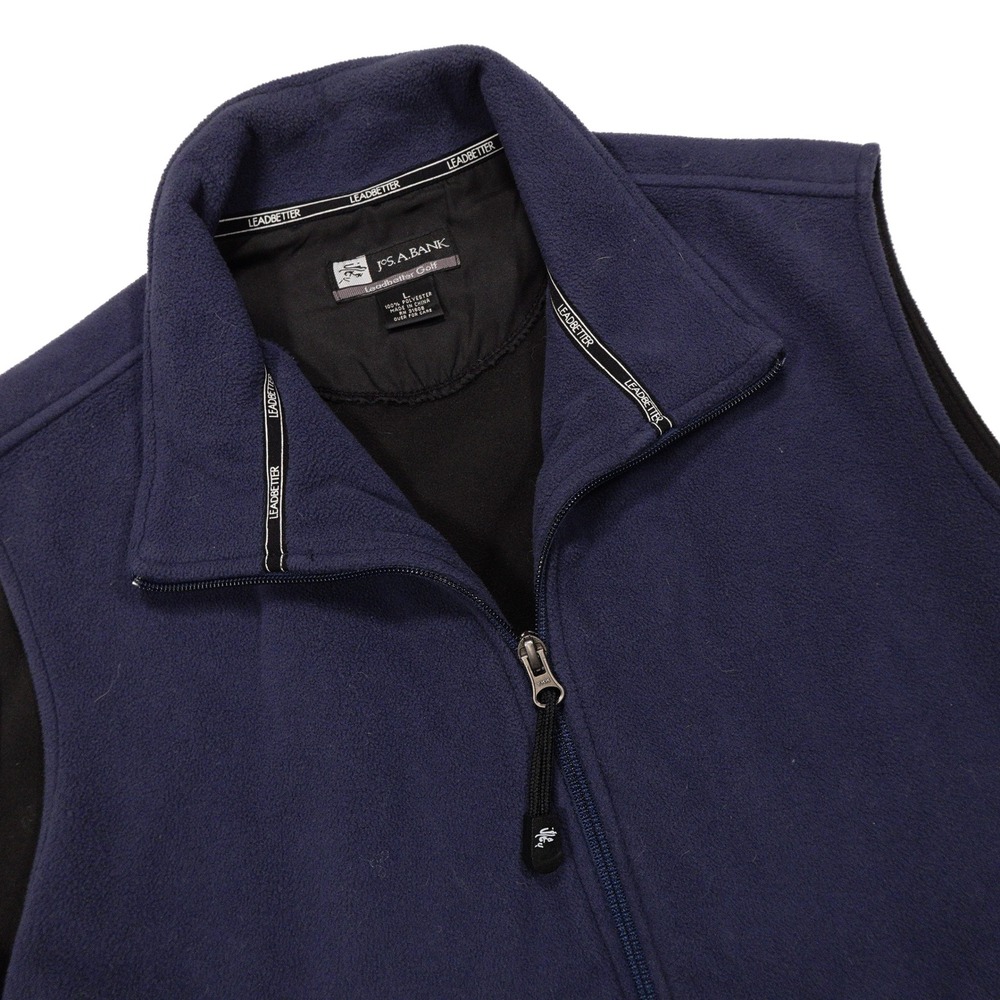 VINTAGE JOS A BANK Men's L Navy Leadbetter Full Zip Fleece Athletic Golf Vest